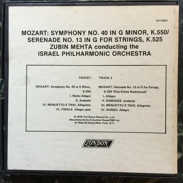 last ned album Zubin Mehta, Israel Philharmonic Orchestra, Mozart - Symphony No 40 In G Minor K550 Serenade No 13 In G For Strings K52