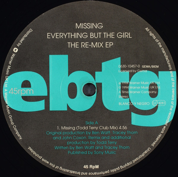 Everything But The Girl – Missing (The Re-Mix E.P.) (1994, Vinyl 