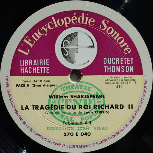 descargar álbum Shakespeare, Maurice Jarre, Jean Vilar - La Tragédie Du Roi Richard II