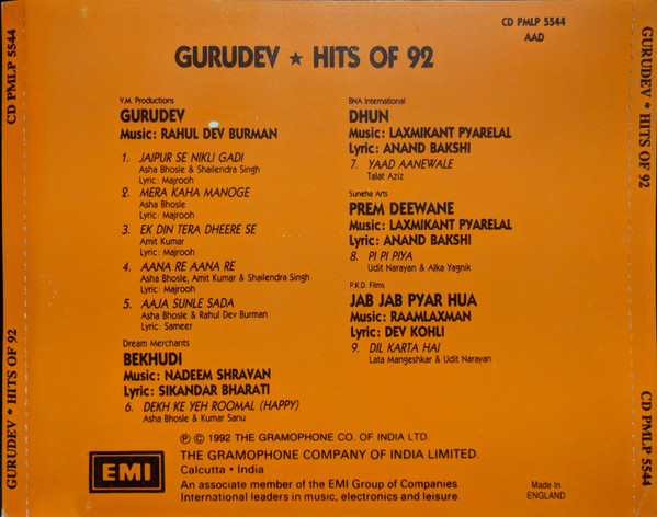 last ned album Rahul Dev Burman - Gurudev Hits Of 92