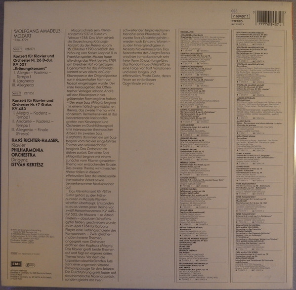 ladda ner album Mozart Hans RichterHaaser István Kertész The Philharmonia Orchestra London - Klavierkonzerte Nr 26 Krönungskonzert Nr 17