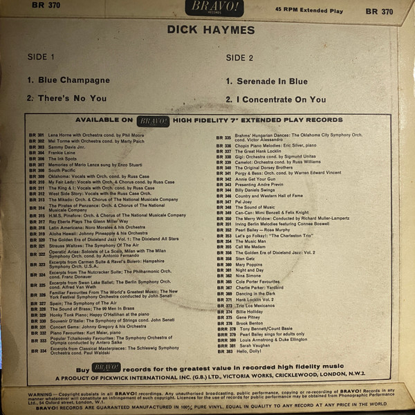 télécharger l'album Dick Haymes - Blue Champagne