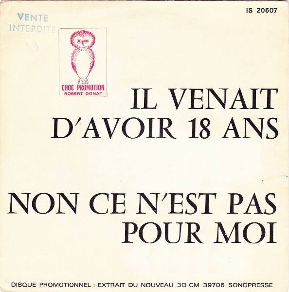 télécharger l'album Dalida - Il Venait DAvoir 18 Ans Non Ce NEst Pas Pour Moi