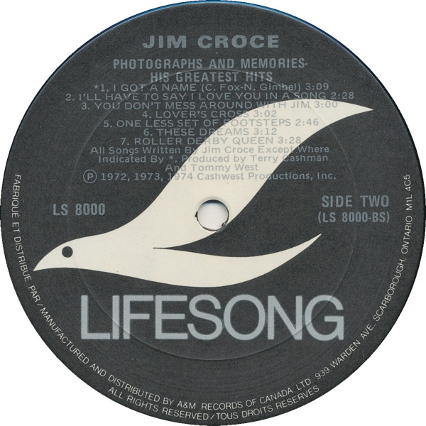 Jim Croce - Photographs And Memories His Greatest Hits | Lifesong (LS 8000) - 4