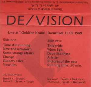 De/Vision - Live At "Goldene Krone" Darmstadt 15.02.1989 album cover