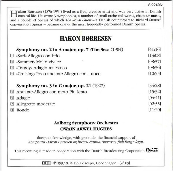 ladda ner album Hakon Børresen Aalborg Symphony Orchestra, Owain Arwel Hughes - Symphonies 2 The Sea 3
