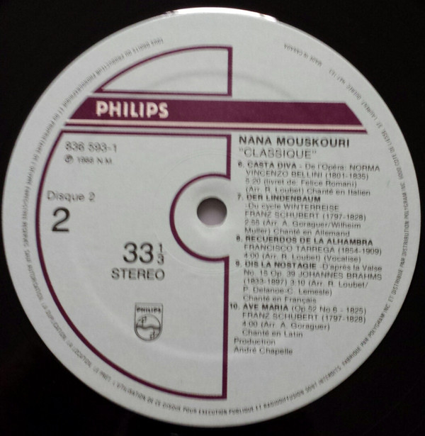 Nana Mouskouri - Classique | Philips (836 593-1) - 14