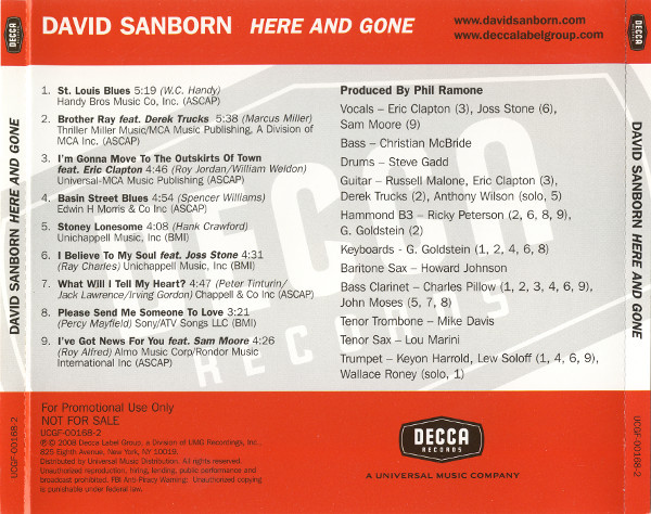lataa albumi Download David Sanborn - Here Gone album