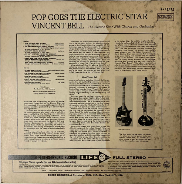 descargar álbum Vincent Bell, The Electric Sitar With Chorus And Orchestra - Pop Goes The Electric Sitar