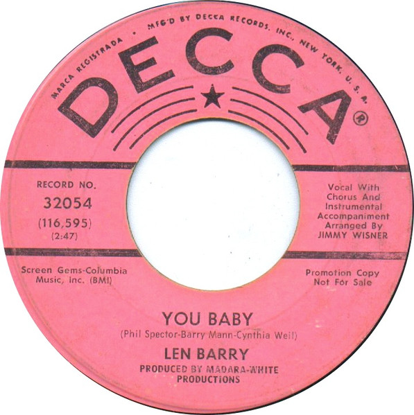 Len Barry – You Baby / Would I Love You? (1966, Vinyl) - Discogs