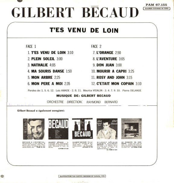 Gilbert Bécaud - T'es Venu De Loin | Pathé (PAM 67.155) - 2