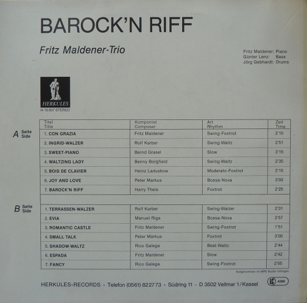 lataa albumi Fritz Maldener Trio - Barockn Riff