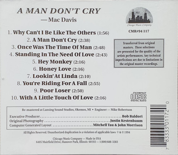 télécharger l'album Mac Davis - A Man Dont Cry