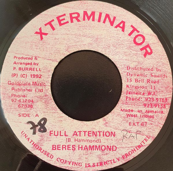 Beres Hammond – Full Attention (1992, Vinyl) - Discogs