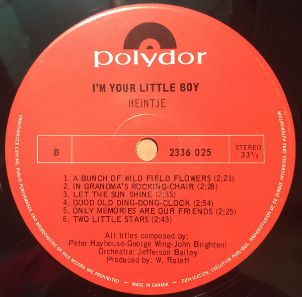 Heintje - I'm Your Little Boy | Polydor (2336 025) - 4