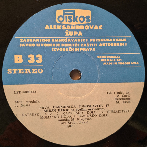 descargar álbum Srdjan Bakic Sa Svojim Orkestrom - Prva Harmonika Jugoslavija 87