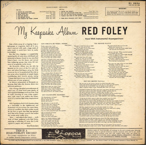 descargar álbum Red Foley - My Keepsake Album