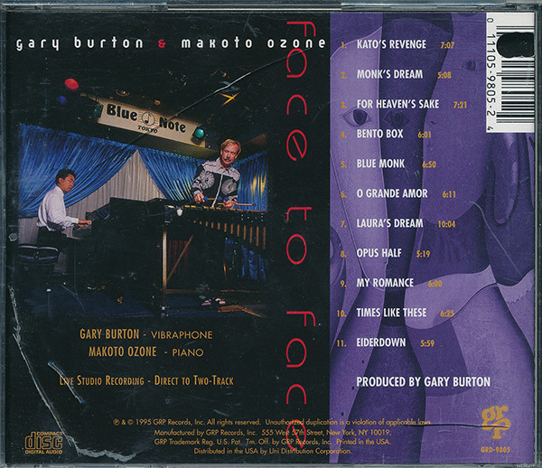 last ned album Gary Burton & Makoto Ozone - Face To Face