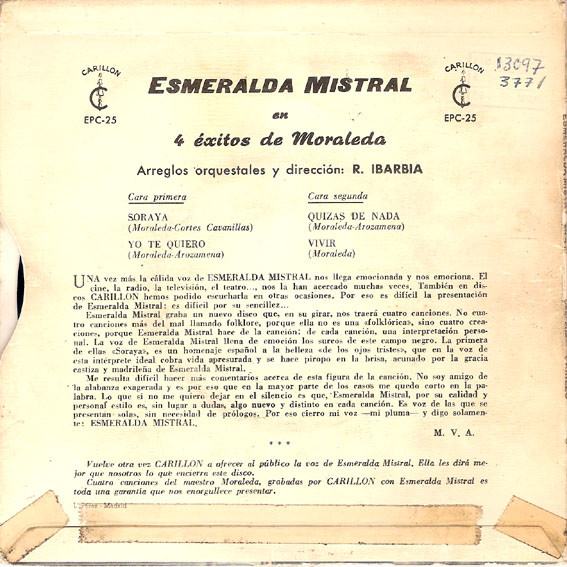 ladda ner album Esmeralda Mistral - Soraya Yo Teuiero Quzas De Nada Vivir