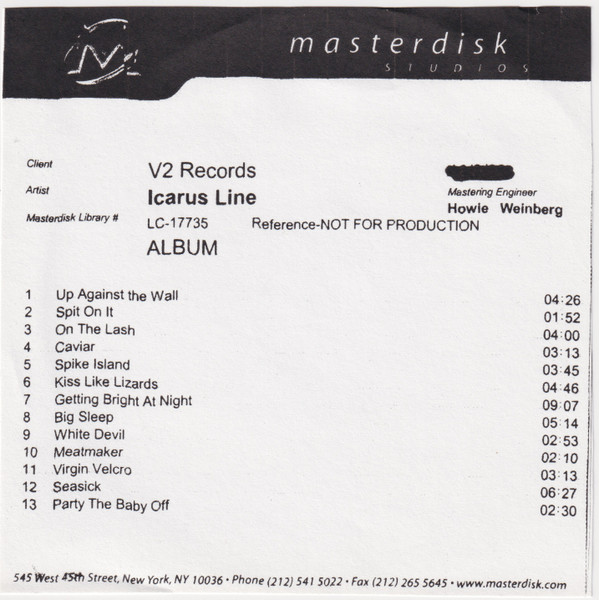 The Icarus Line – Penance Soiree (2004, Reference Disc, CDr) - Discogs