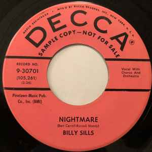 Billy Sills - Nightmare / Dippy-Do album cover
