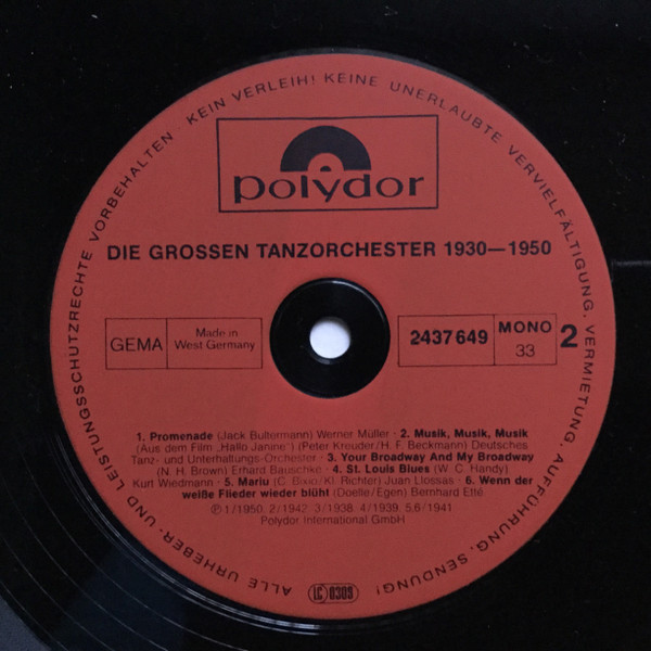 télécharger l'album Various - Die großen Tanz Orchester 1930 1950