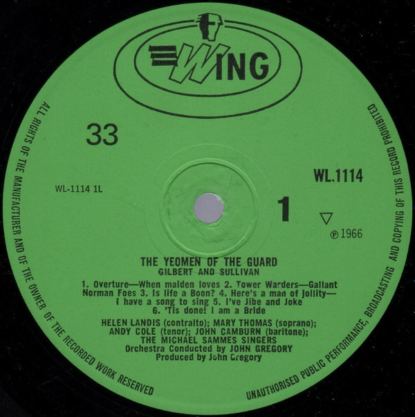 descargar álbum Gilbert And Sullivan The Mike Sammes Singers, John Gregory - The Yeomen Of The Guard