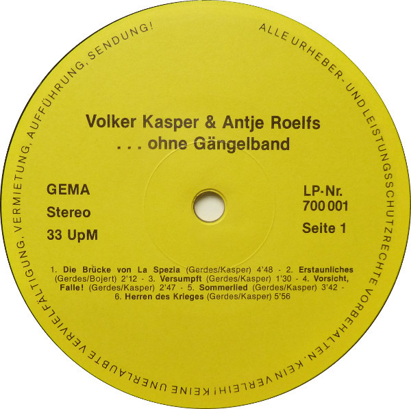 last ned album Volker Kasper & Antje Roelfs - Ohne Gängelband