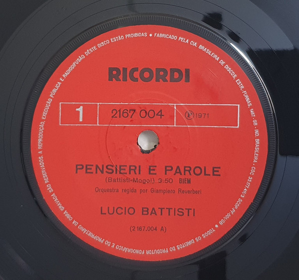 Lucio Battisti - Pensieri E Parole, Releases