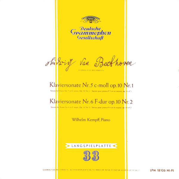ladda ner album Ludwig van Beethoven - Wilhelm Kempff Klaviersonaten Nr 5 C Moll Op 10 Nr 1 Nr 6 F Dur Op 10 Nr 2