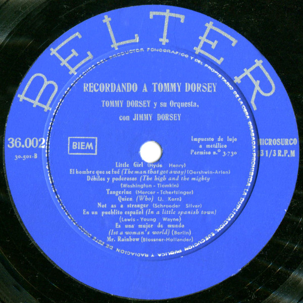 lataa albumi Tommy Dorsey - Recordando A Tommy Dorsey