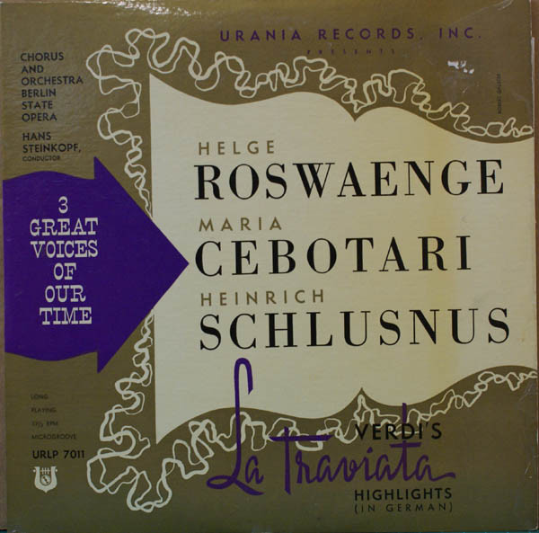 last ned album Giuseppe Verdi, Orchestra And Chorus Of The Berlin State Opera Conductor H Steinkopf - Cebotari Roswaenge Schlusnus In Highlights From La Traviatala Traviata