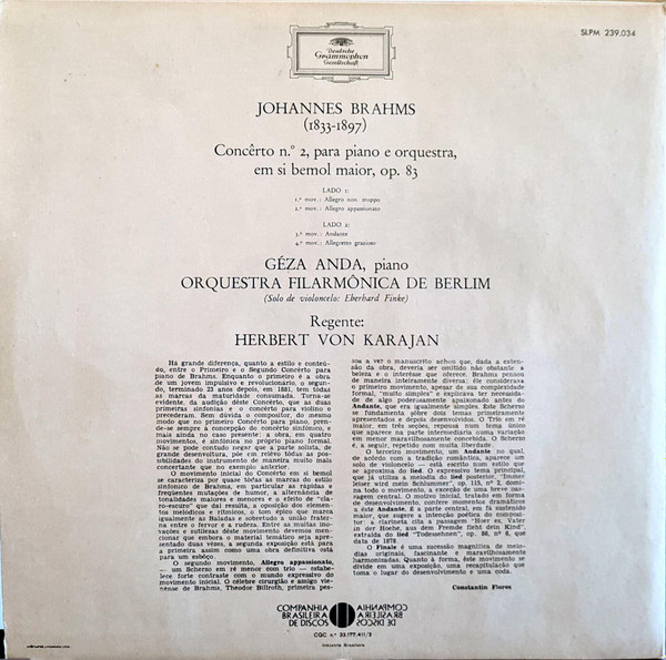 last ned album Brahms Géza Anda, Herbert Von Karajan, Berliner Philharmoniker - Klavierkonzert Nr 2 B Dur
