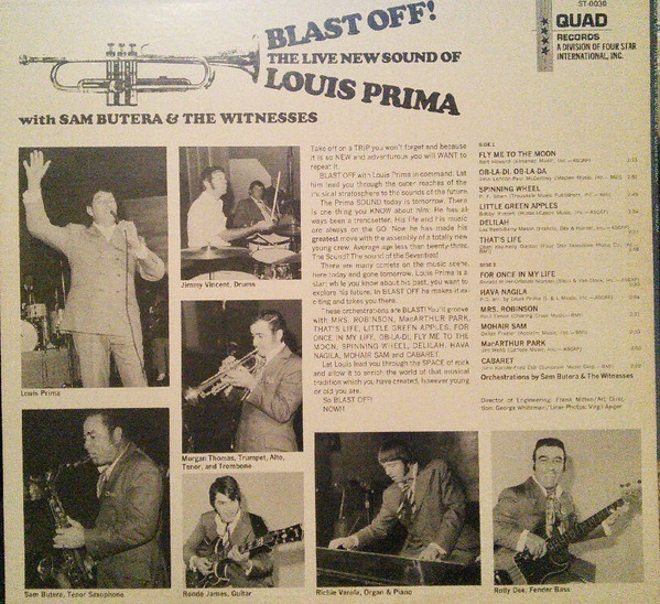 Album herunterladen Louis Prima With Sam Butera & The Witnesses - Blast Off The Live New Sound Of Louis Prima