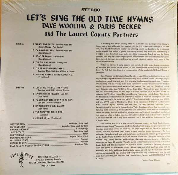 lataa albumi Dave Woolum & Paris Decker And The Laurel County Partners - Lets Sing The Old Time Hymns