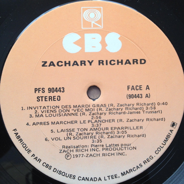 Zachary Richard - Mardi Gras | CBS (PFS 90443) - 3