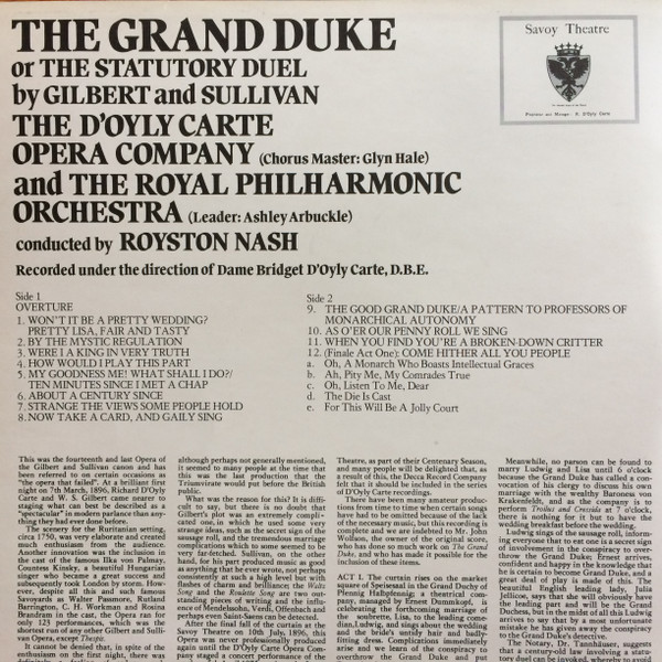 baixar álbum Gilbert And Sullivan - The Grand Duke Or The Statutory Duel