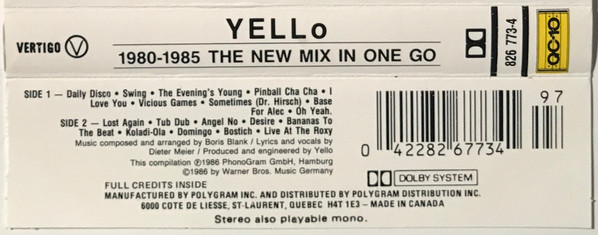 Yello - 1980 - 1985 The New Mix In One Go | Vertigo (826 773-4) - 2