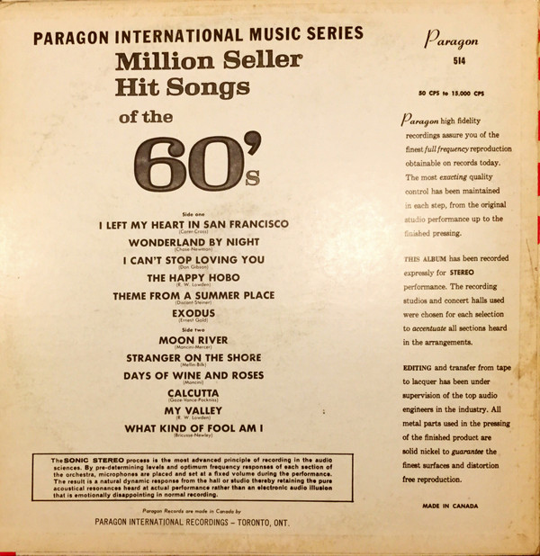 lataa albumi Orchestra Del Oro - Million Seller Hit Songs Of The 60ès