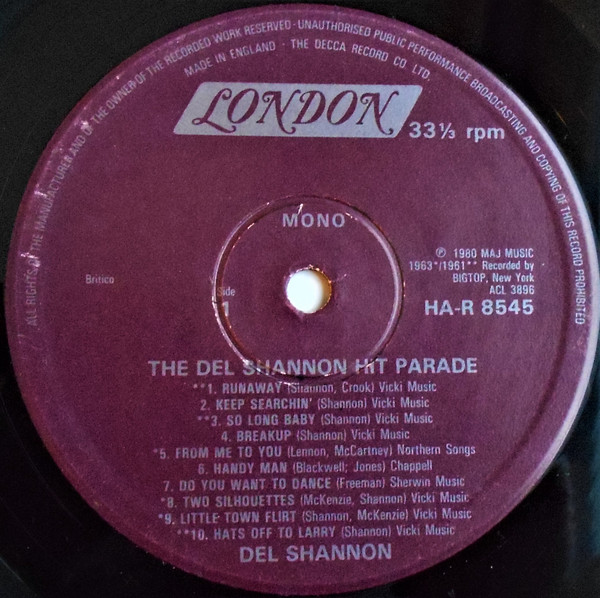 last ned album Del Shannon - The Del Shannon Hit Parade
