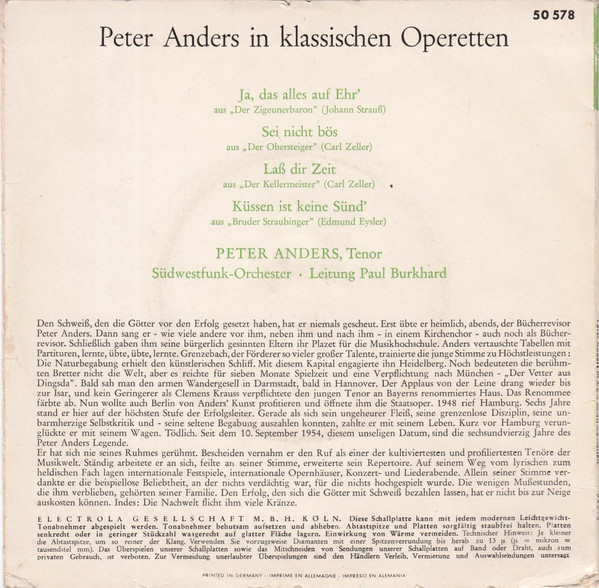 ladda ner album Peter Anders - Peter Anders In Klassischen Operetten