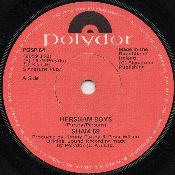 円高還元 SHAM69 12インチシングル盤 HERSHAM BOYS レコード