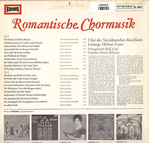 télécharger l'album Chor Des Norddeutschen Rundfunks, Helmut Franz, Hornquartett Rolf Lind, Günther Hertel - Romantische Chormusik