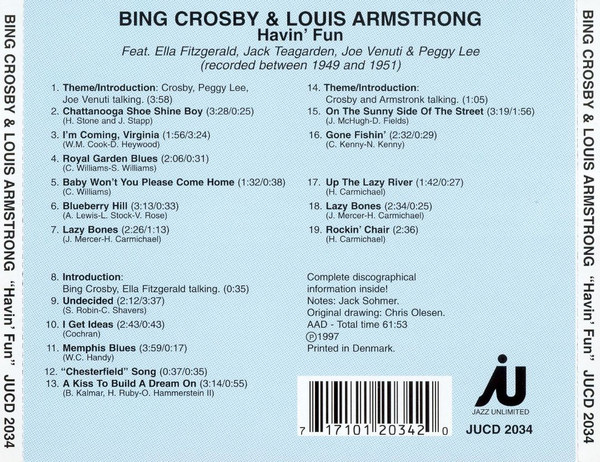 ladda ner album Bing Crosby & Louis Armstrong Feat Ella Fitzgerald, Jack Teagarden, Joe Venuti, Peggy Lee - Havin Fun