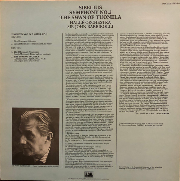 baixar álbum Sibelius Sir John Barbirolli , The Hallé Orchestra - Sibelius Symphony No 2 In D The Swan Of Tuonela