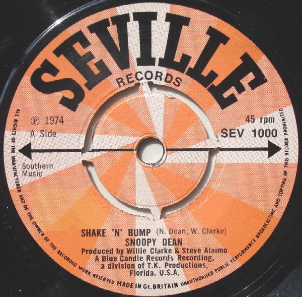 Snoopy Dean – Shake 'N' Bump (1974, 4-Prong Centre, Vinyl) - Discogs