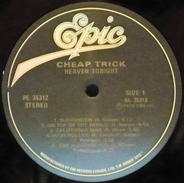 Cheap Trick - Heaven Tonight | Epic (PE 35312) - 5