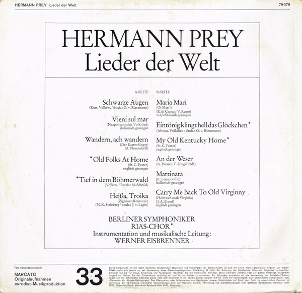 lataa albumi Hermann Prey - Lieder Der Welt