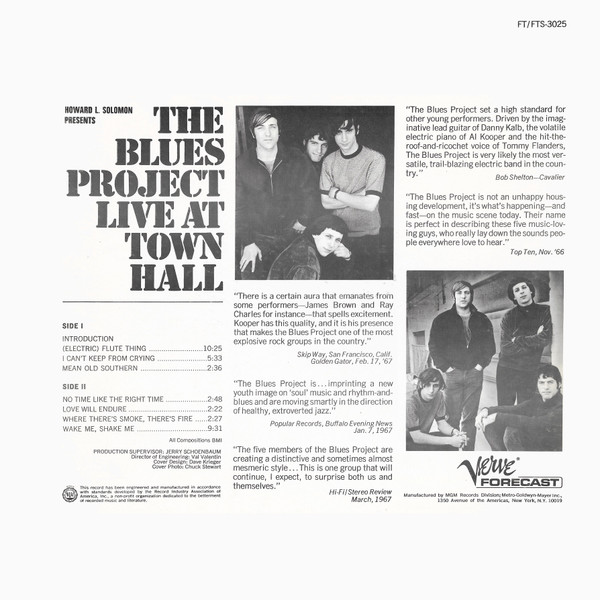 The Blues Project - Live At Town Hall | Verve Forecast (FTS-3025) - 2