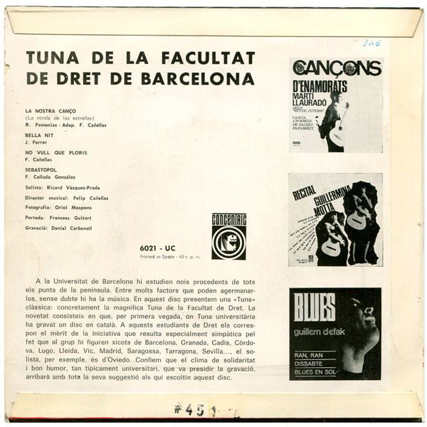 lataa albumi Tuna De La Facultat De Dret De Barcelona - La Nostra Cançó